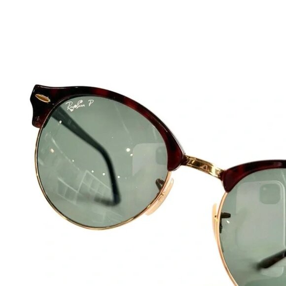 Ray-Ban Clubround Classic Polished Red Havana Tortoiseshell Sunglasses - Picture 4 of 7